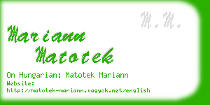 mariann matotek business card